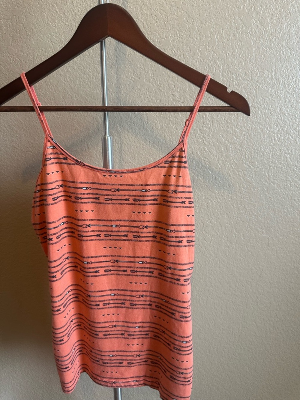 Boho Coral Camisole with Stripe Detail